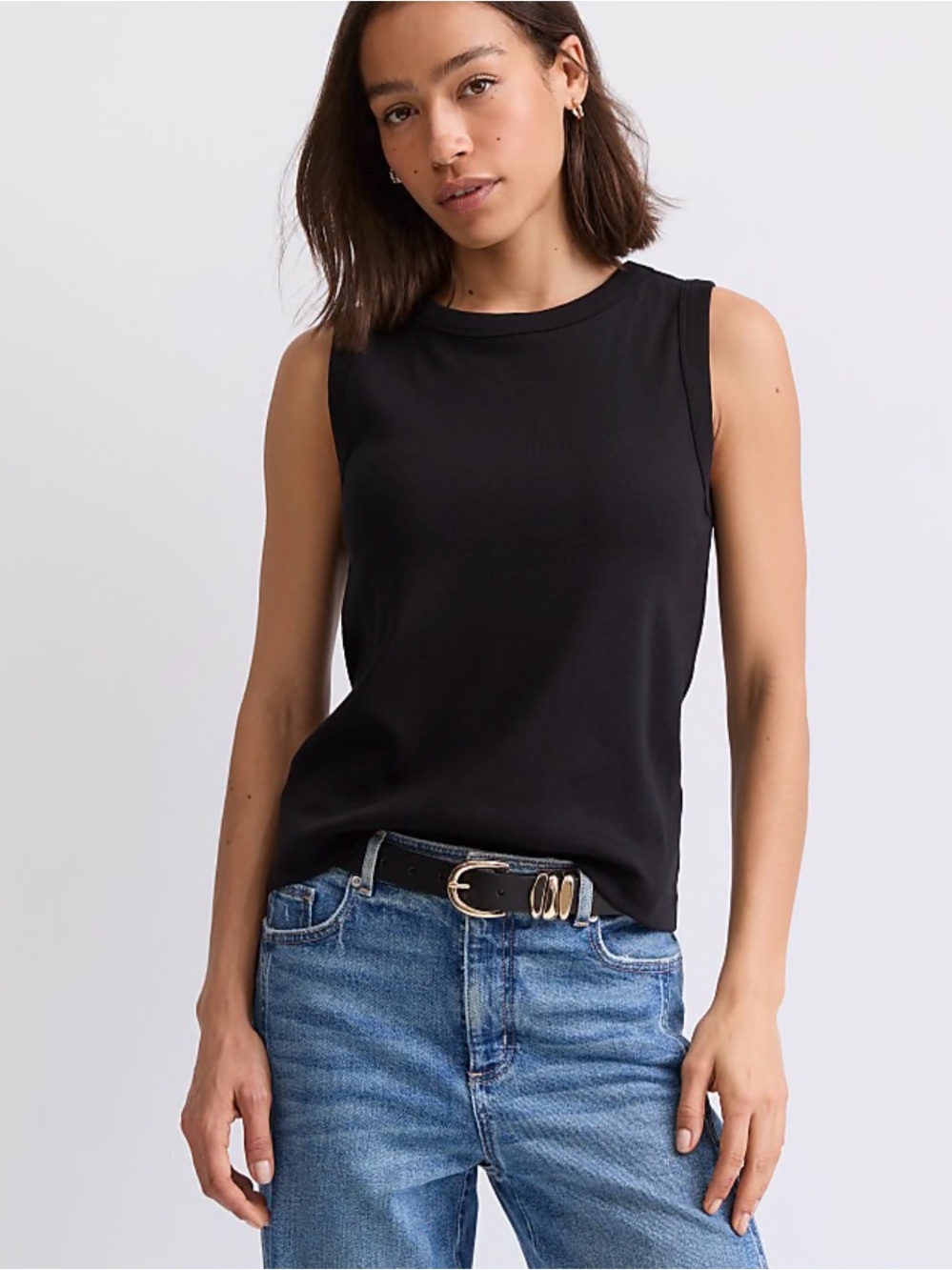 LOFT Black Crewneck Tank Top